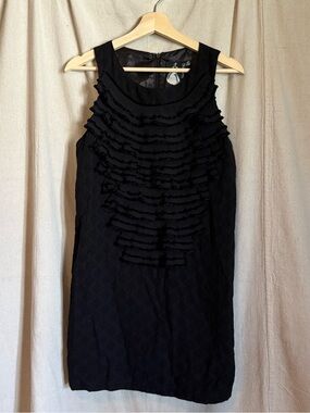 Lovely Black Ruffle Front Dress